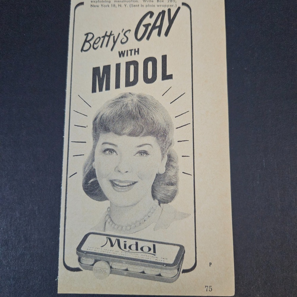 1961 Betty's Blue Periodic Pain Gay With Midel Vintage Print Ad‎ Menstrual Pain